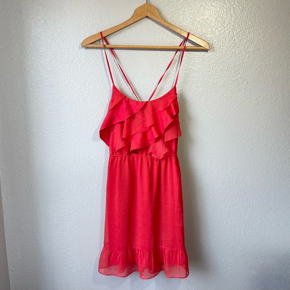 Red Ruffle Tie Back Dress